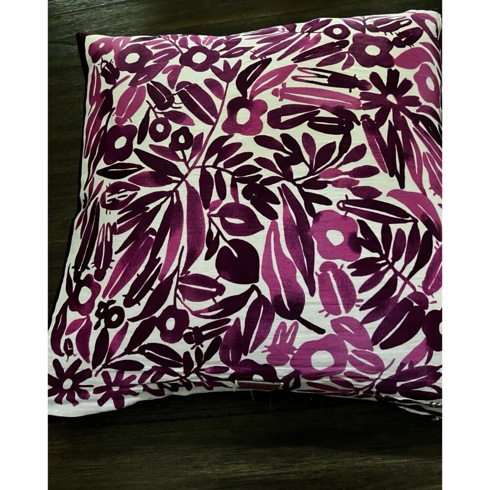 Kate Spade Decor Pillow Inkset Floral Cotton Silk & goose insert pink purple